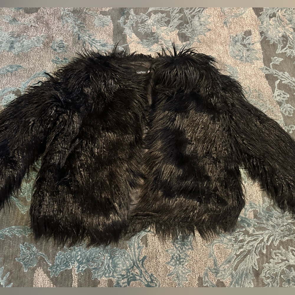 Boohoo Chic Black Faux Fur Jacket